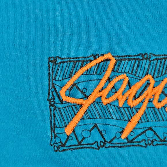 Vintage 80s Hanes Shirt M/L 20x28 Blue Jaguar Aztec Logo - Picture 12 of 14